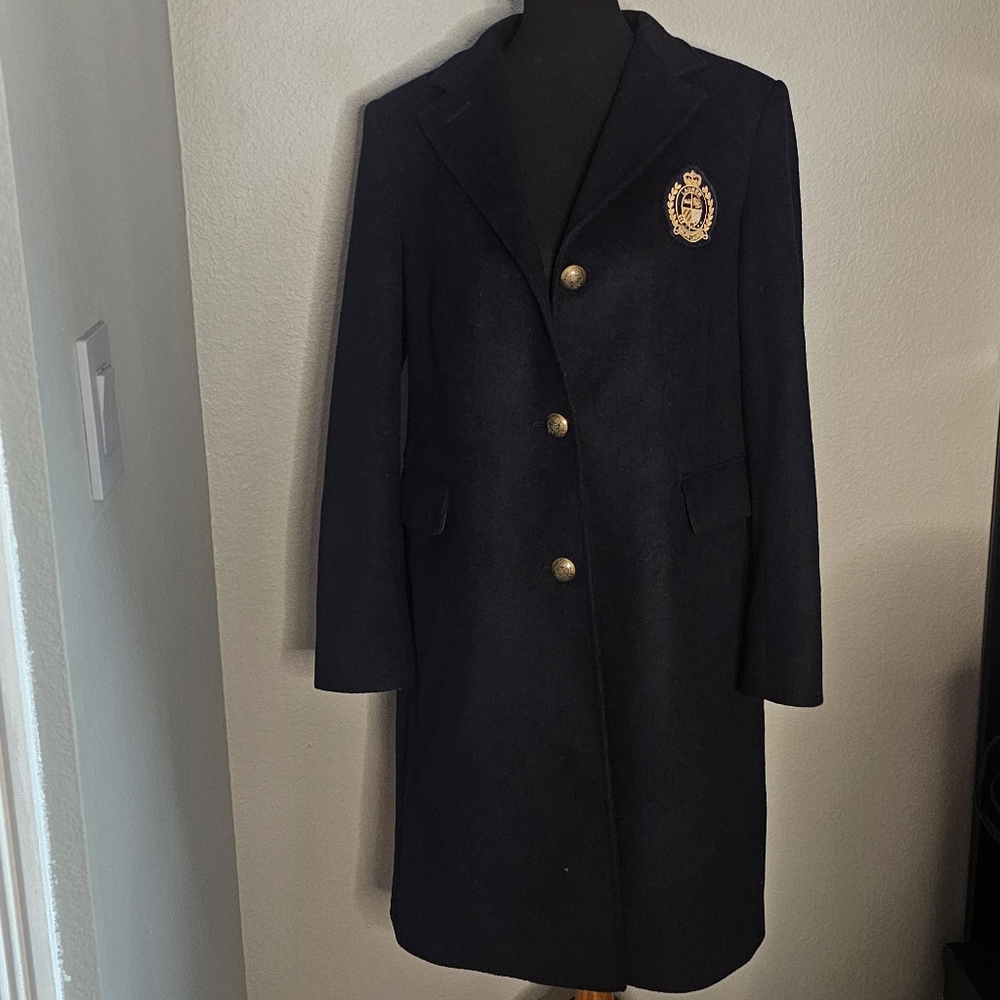 Ralph Lauren Alecia Regal Navy Coat Gold Crest Size 14 - Picture 7 of 11
